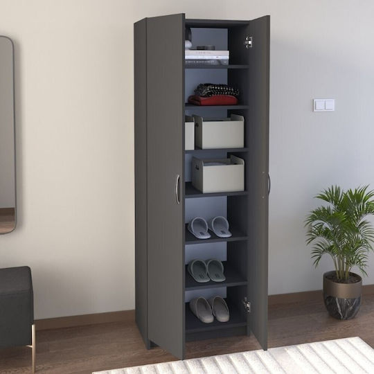 Doppeltür Kleiderschrank Renso Charcoal 59.8x37.8x178.5cm