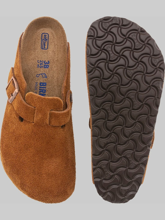 Suede Mules με Τακούνι σε Καφέ Χρώμα