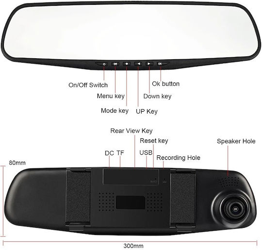 Andowl Καθρέπτης με Κάμερα DVR Αυτοκινήτου 1080P με Οθόνη 4.5"