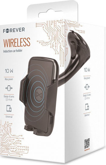 Forever Car Mobile Mount with Adjustable Hooks & Wireless Charging 10W Black