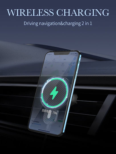 Ldnio Car Mobile Mount with Magnet and Wireless Charging Black