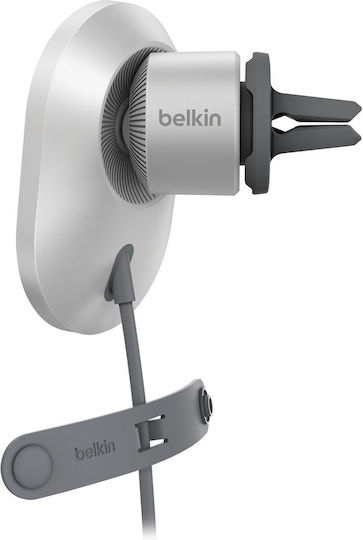 Belkin Βάση Κινητού Αυτοκινήτου με Μαγνήτη και Ασύρματη Φόρτιση Ασημί