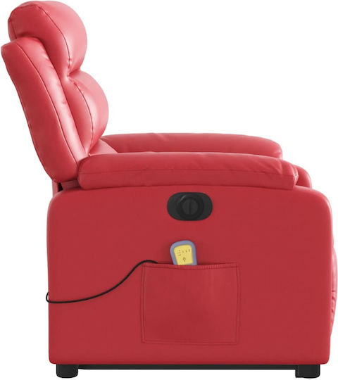 Πολυθρόνα Relax Massage με Υποπόδιο από Δερματίνη Κόκκινο 75x92.5x100cm