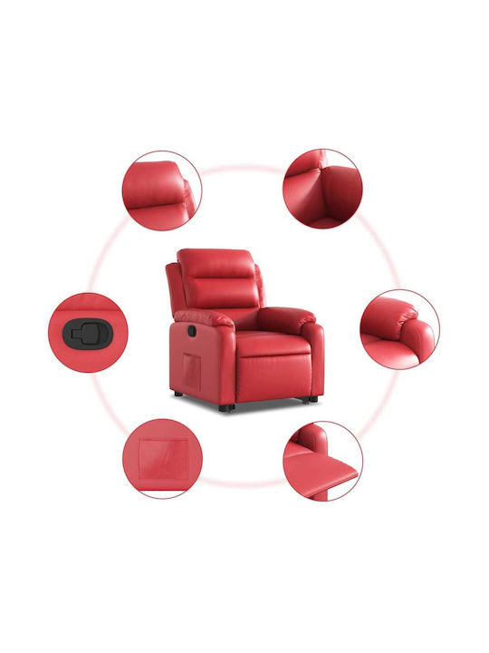 Relaxsessel mit Fußhocker aus Kunstleder Red 75x92.5x100cm