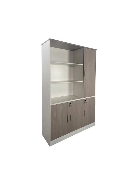 Bücherregal Armadi Grau-Weiß 120x40x200cm