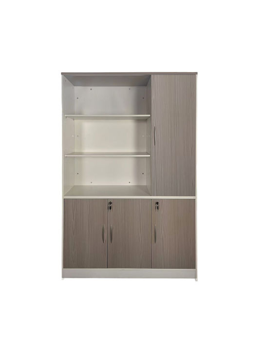 Bücherregal Armadi Grau-Weiß 120x40x200cm