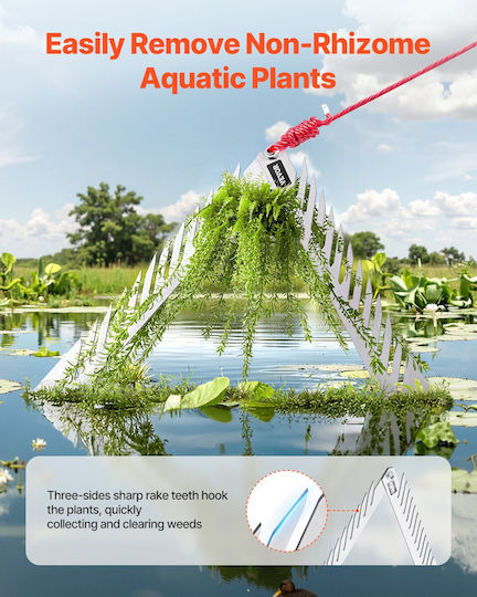 Vevor 24-Inch Aquatic Weed Rake with Telescopic Handle Lake Weed Rake 3-Sided 30-Foot Rope Vevor 24-Inch Aquatic Weed Rake with Telescopic Handle Lake Weed Rake 3-Sided 30-Foot Rope