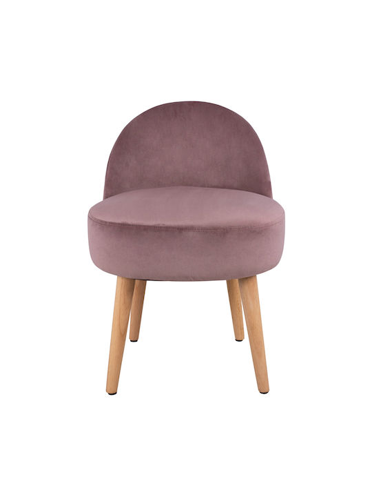 Stool For Living Room with Backrest Upholstered with Velvet Yasmine Pink 47x43x63.5cm