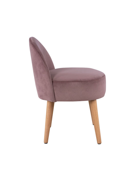 Stool For Living Room with Backrest Upholstered with Velvet Yasmine Pink 47x43x63.5cm