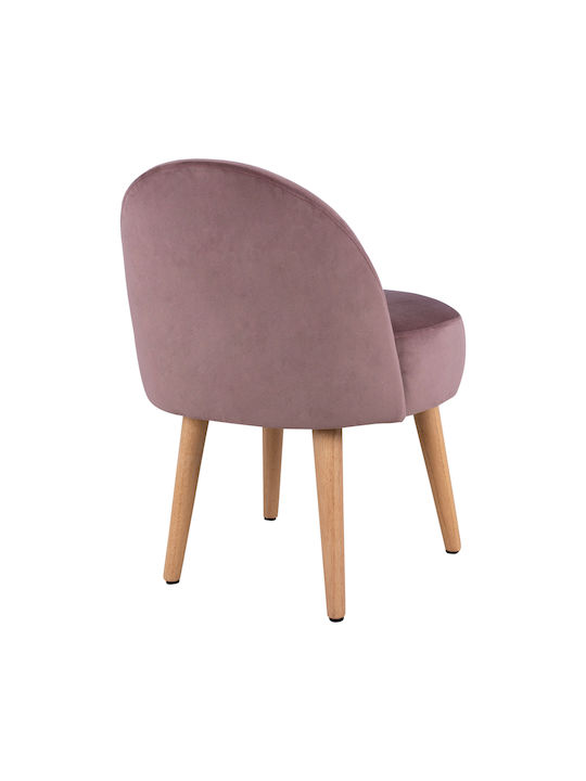 Stool For Living Room with Backrest Upholstered with Velvet Yasmine Pink 47x43x63.5cm