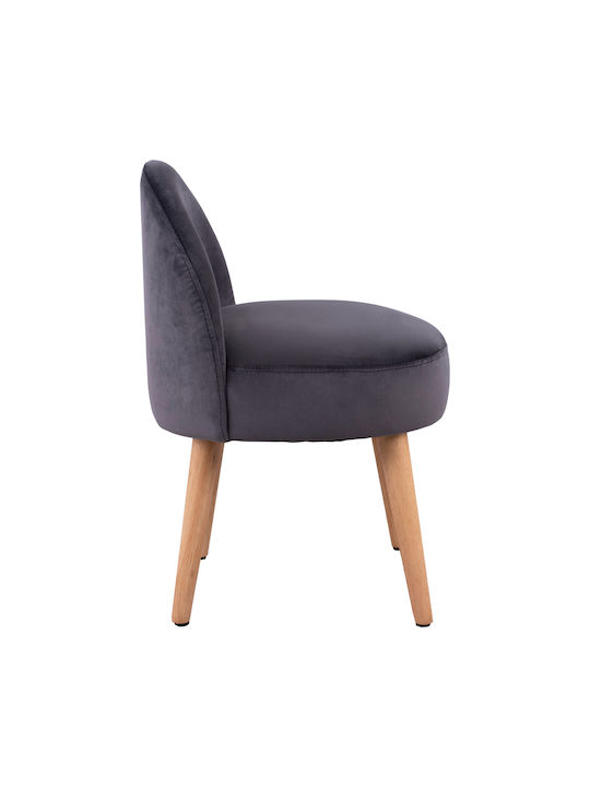 Stool For Living Room with Backrest Upholstered with Velvet Yasmine Gray 47x43x63.5cm