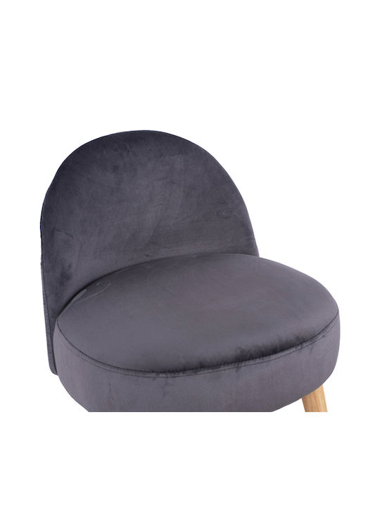 Stool For Living Room with Backrest Upholstered with Velvet Yasmine Gray 47x43x63.5cm