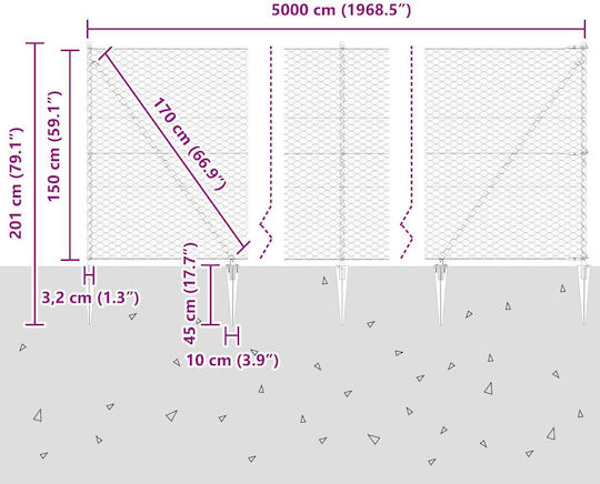 vidaXL Ситова мрежа Галванизирано Подредба Зелен 1.5x50м