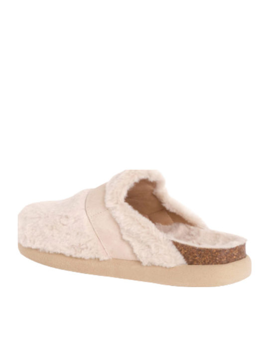 Winter Women's Slippers with Fur Beige