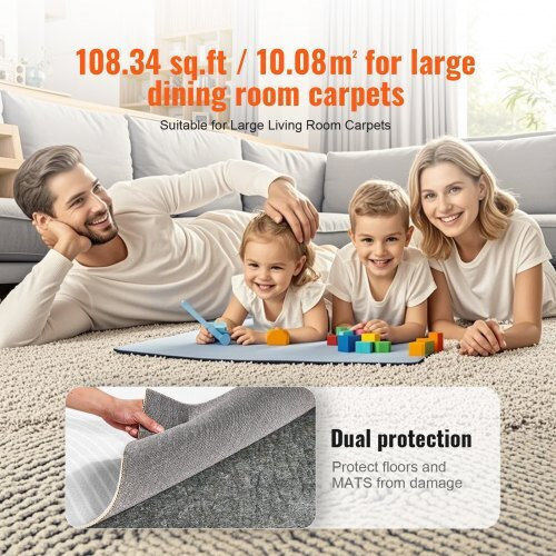 Vevor Anti-slip Rug Rectangular Gray