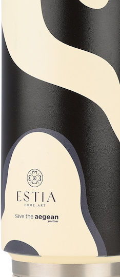 Estia Travel Cup Save the Aegean Recycelbar Glas Thermosflasche Rostfreier Stahl / Kunststoff BPA Frei 500ml Bold Drift mit Stroh