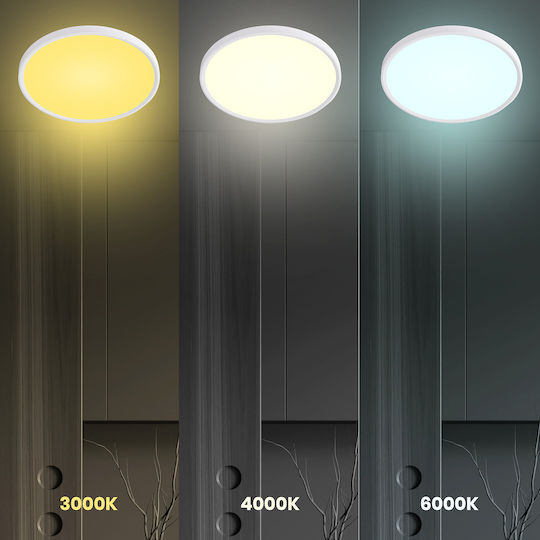 Eko Light Πλαφονιέρα Οροφής 40εκ. Λευκή με Ενσωματωμένο LED