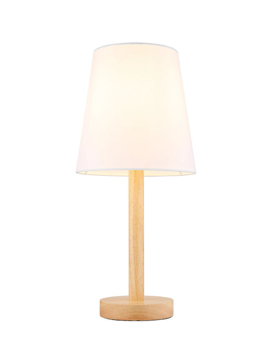 Globo Lighting Wood Table Lamp with White Shade and Base