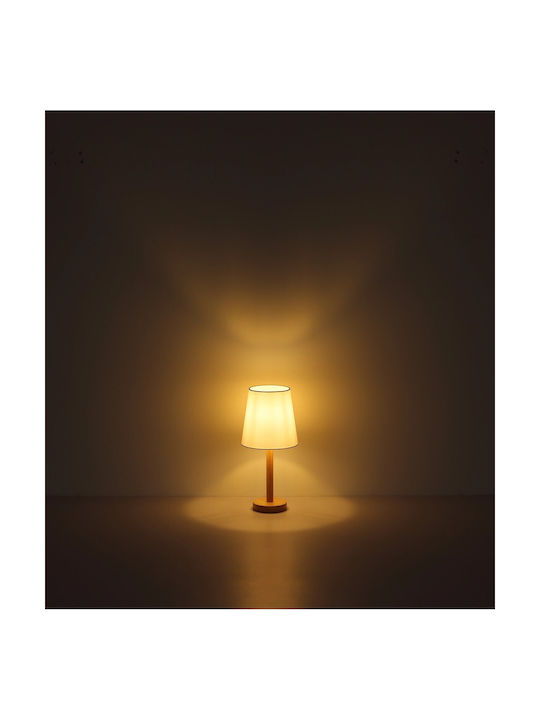 Globo Lighting Wood Table Lamp with White Shade and Base