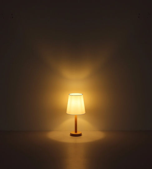 Globo Lighting Wooden Table Lamp for E14 Socket with White Shade and Base