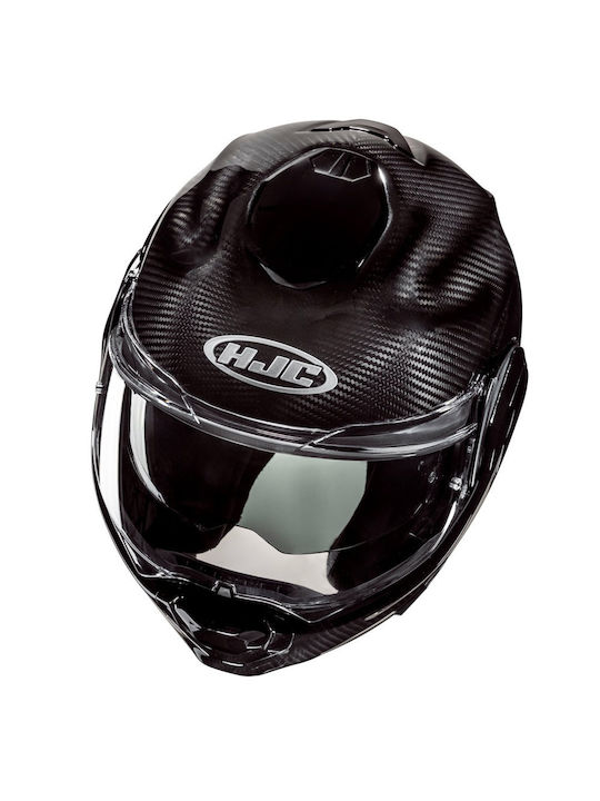 HJC F100 Carbon solid black Κράνος Μηχανής Flip-Up ECE 22.06 1600gr με Pinlock και Sunvisor