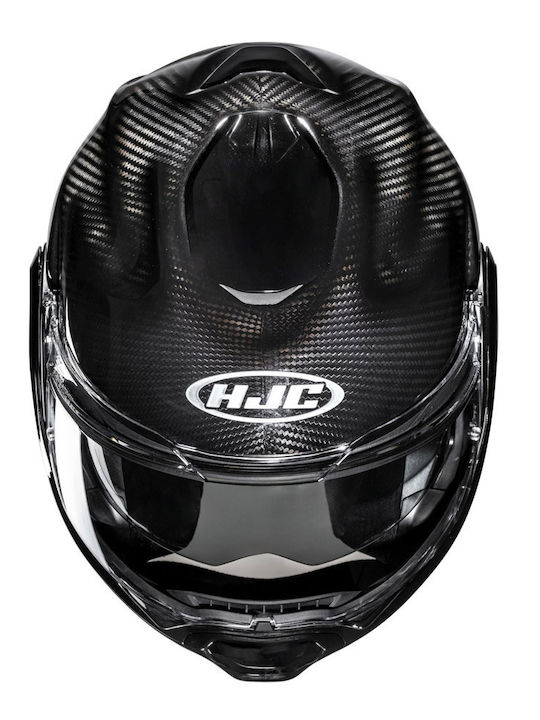 HJC F100 Carbon solid black Κράνος Μηχανής Flip-Up ECE 22.06 1600gr με Pinlock και Sunvisor