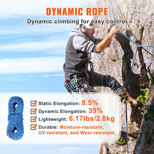 Vevor DSDLS131YC103J6V8V0 Dynamic Climbing Rope with Length 40m Blue
