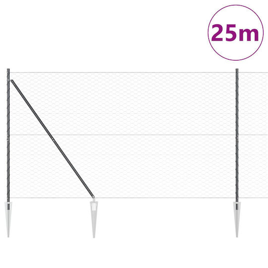 vidaXL Zaun Draht für Gartenzaun aus Metall 150cm 1Stück Gray