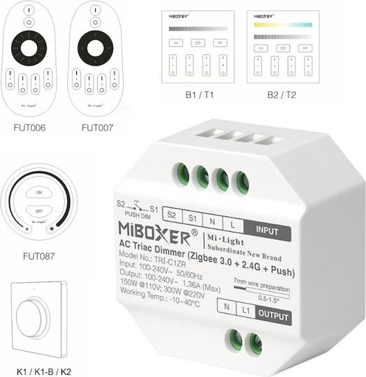 Miboxer Smart Switch Dimmer ZigBee & RF 1.36A
