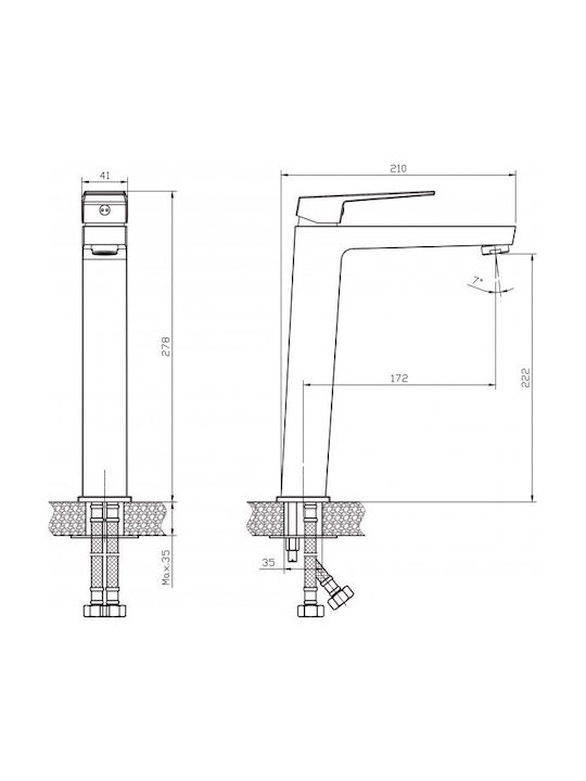 Inter Ceramic Kitchen Faucet Counter Gray