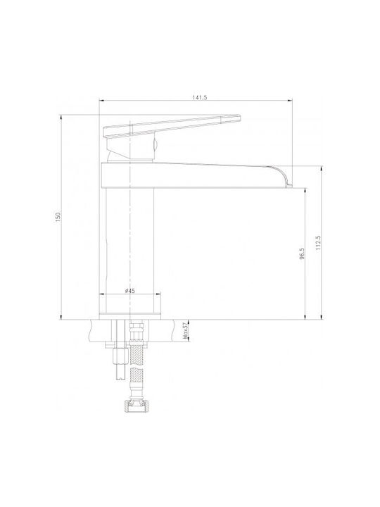 Inter Ceramic Αναμεικτική Μπαταρία Νιπτήρα Καταρράκτης Ασημί