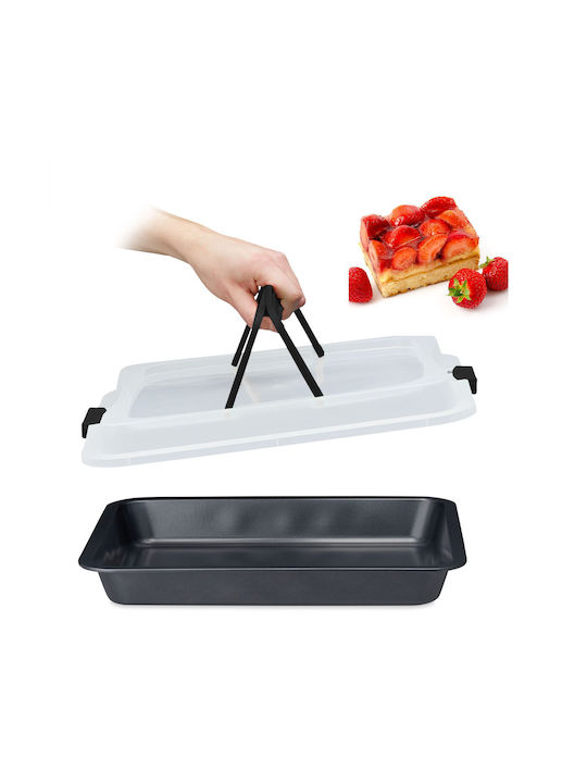 Relaxdays Stainless Steel Rectangular Baking Pan with Lid with Non-stick Coating 32.5x40.5cm