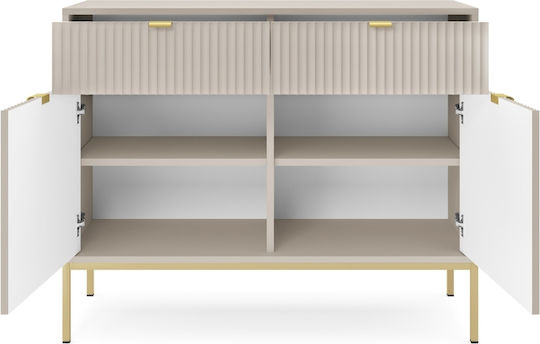 Μπουφές Nova mit Schubladen Sand White + Gold 104x39x83cm