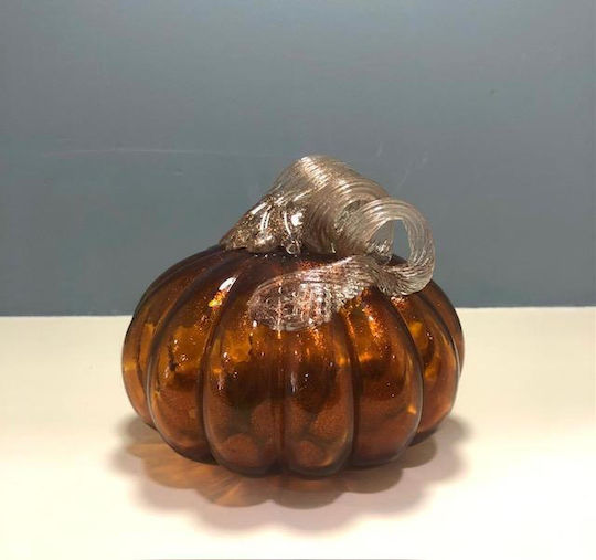 Handmade Honey-Colored Blown Glass Pumpkin 12.5x12.5x10.5cm Cqb81031