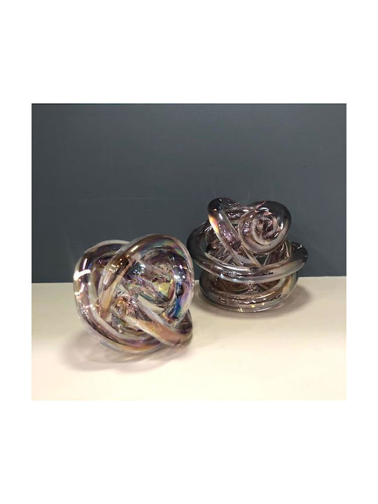 Tabletop Handmade Decorative Murano Blown Glass Knot Pink Gold Iridescent Cqb33102m 11x11cm