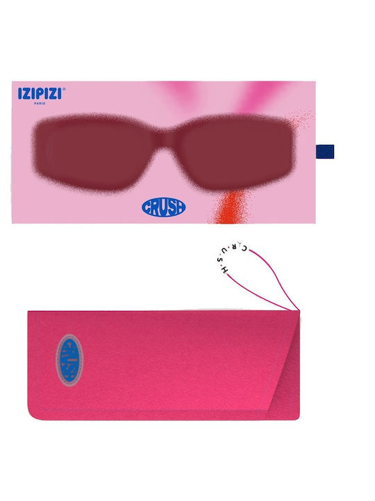 Izipizi Unisex Sunglasses with Burgundy Plastic Frame and Burgundy Lens