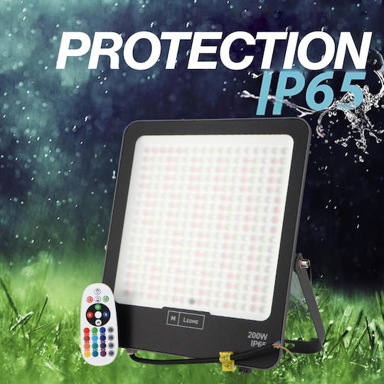 Ledme Rezistent la apă Proiector LED 200W RGB cu Telecomandă IP65