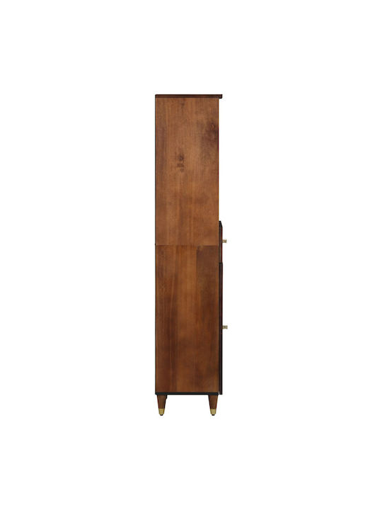 vidaXL Wohnzimmer Vitrine aus Massivholz mit Verglasung Braune 38x33x160cm