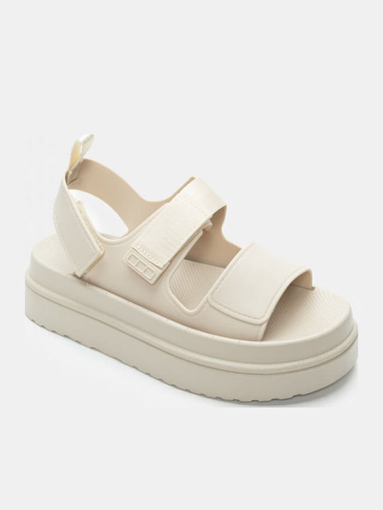 Sandale Casual Damă Flatforme Bej