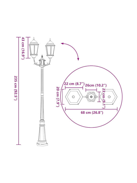 vidaXL Outdoor Floor Lamp Post for E27 Bronze