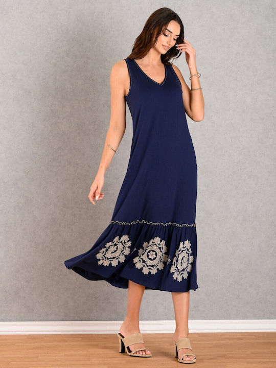 Summer Midi Dress for Wedding - Christening Blue