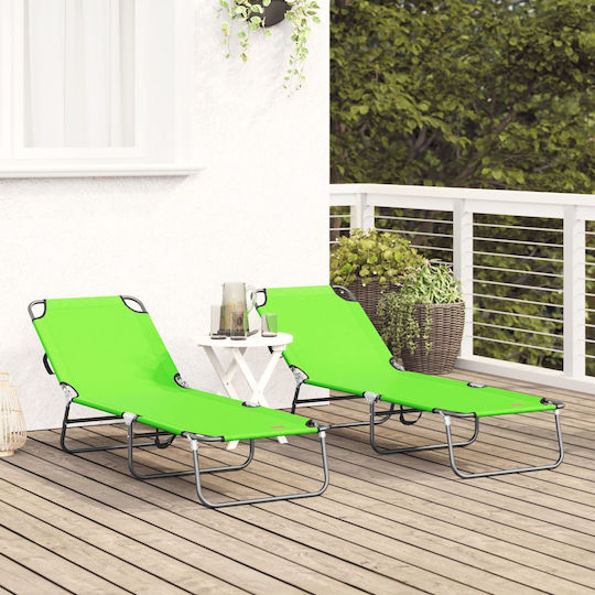 Vidaxl Klappbare Sonnenliege 2 Stk. Tragbar Grün Oxford-Gewebe 600d 56x189x87cm Grün