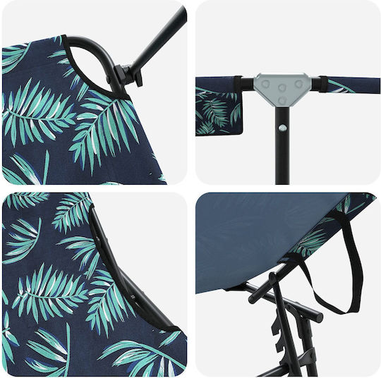 vidaXL Foldable Metallic Beach Sunbed Black 56x190x81cm