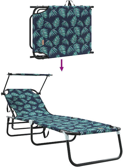 Vidaxl Folding Sunbeds 2 pcs Canopy Leaf Design 600d Oxford Fabric 56x190x81cm Green