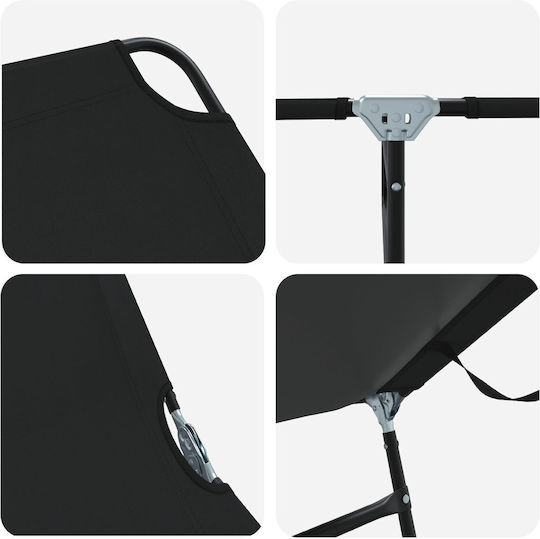 vidaXL Foldable Metallic Beach Sunbed Black 56x189x87cm