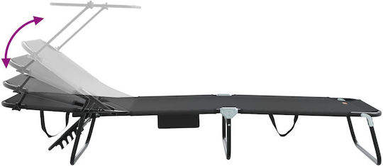 vidaXL Foldable Metallic Beach Sunbed Black with Pillow 56x190x81cm