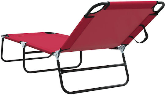 vidaXL Foldable Metallic Beach Sunbed Red 56x189x87cm