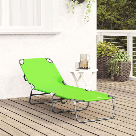 vidaXL Foldable Metallic Beach Sunbed Green 56x189x87cm