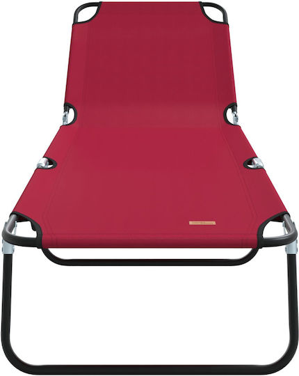 vidaXL Foldable Metallic Beach Sunbed Red 56x189x87cm
