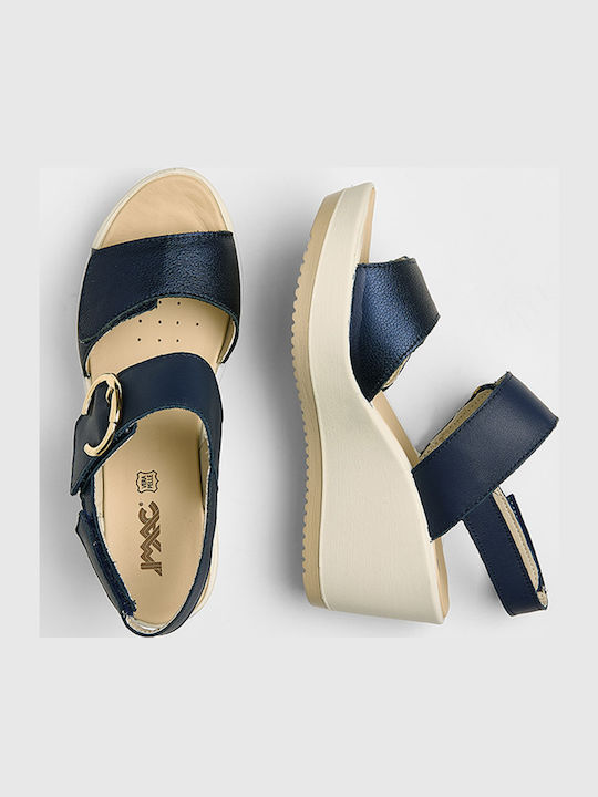 Anatomic Women's Leather Ankle Strap Platforms Blue